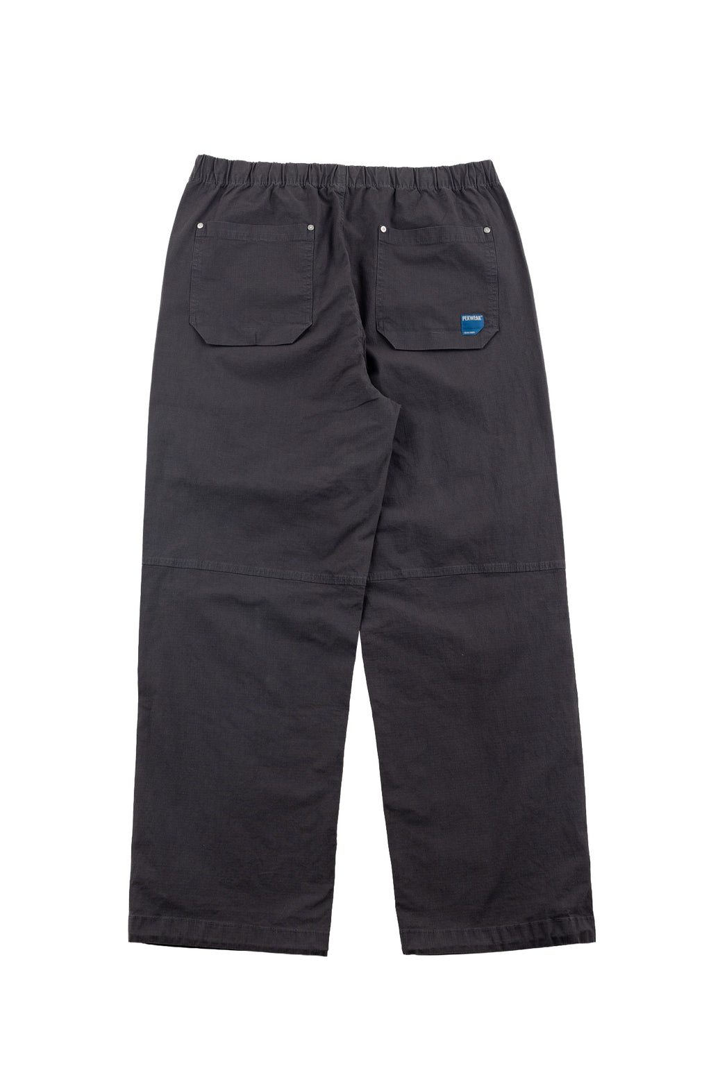 Black pants with two front pockets on a white background