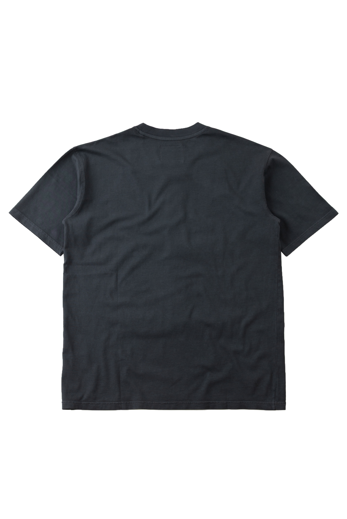 A dark charcoal gray short-sleeve t-shirt shown from the back, laid flat against a solid white background.